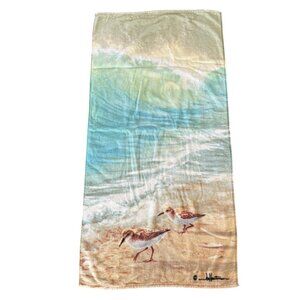 Creative Bath Set Of 2 Towels With Beach Sandpiper Theme
